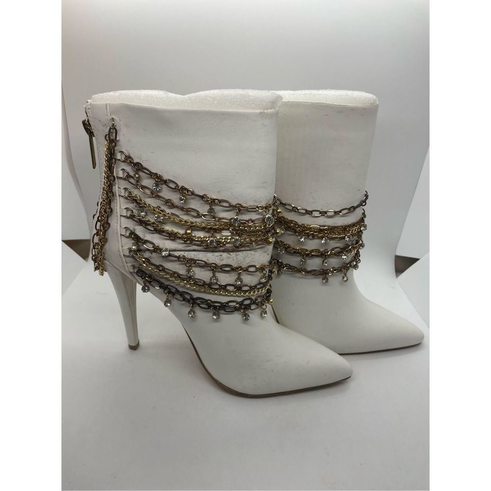 Damaris Embellished Stiletto Bootie White Size 8